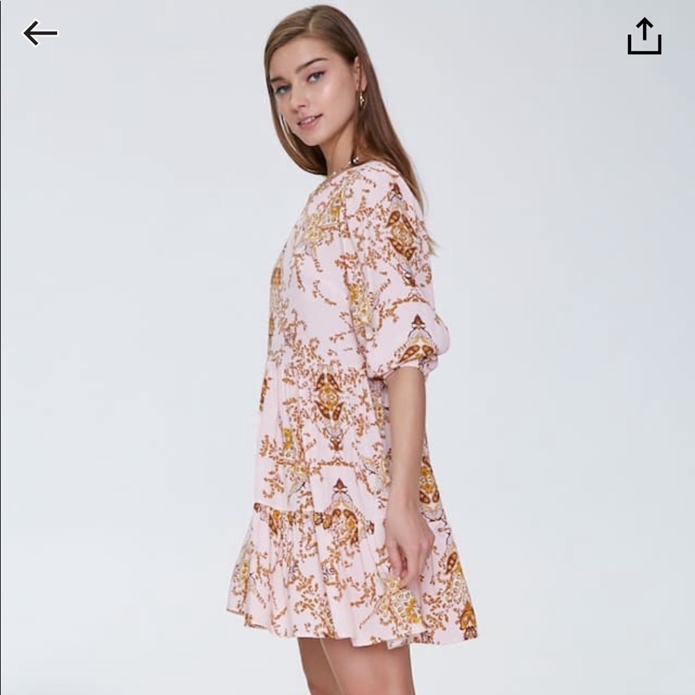 Ornate floral print swing dress